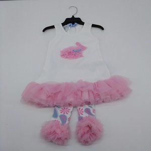 Mud Pie Pink White 2 piece set